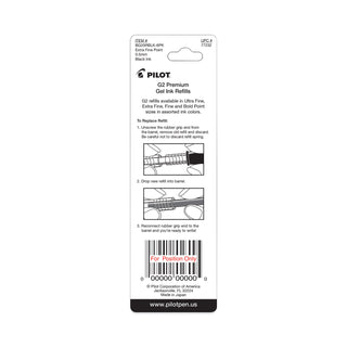 Refill for Pilot B2P, Dr Grip, G2, G6, MR Metropolitan, Precise BeGreen and Q7 Gel Pens, Extra-Fine Tip, Black Ink, 2/Pack