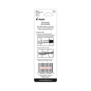 Refill for Pilot B2P, Dr Grip, G2, G6, MR Metropolitan, Precise BeGreen and Q7 Gel Pens, Fine Tip, Black Ink, 2/Pack