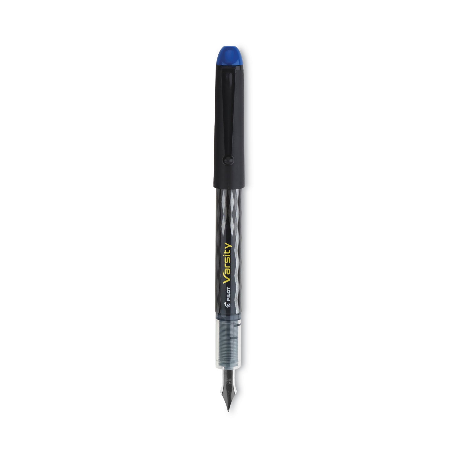 Varsity Fountain Pen, Medium 1 mm, Blue Ink, Clear/Black/Blue Barrel - 