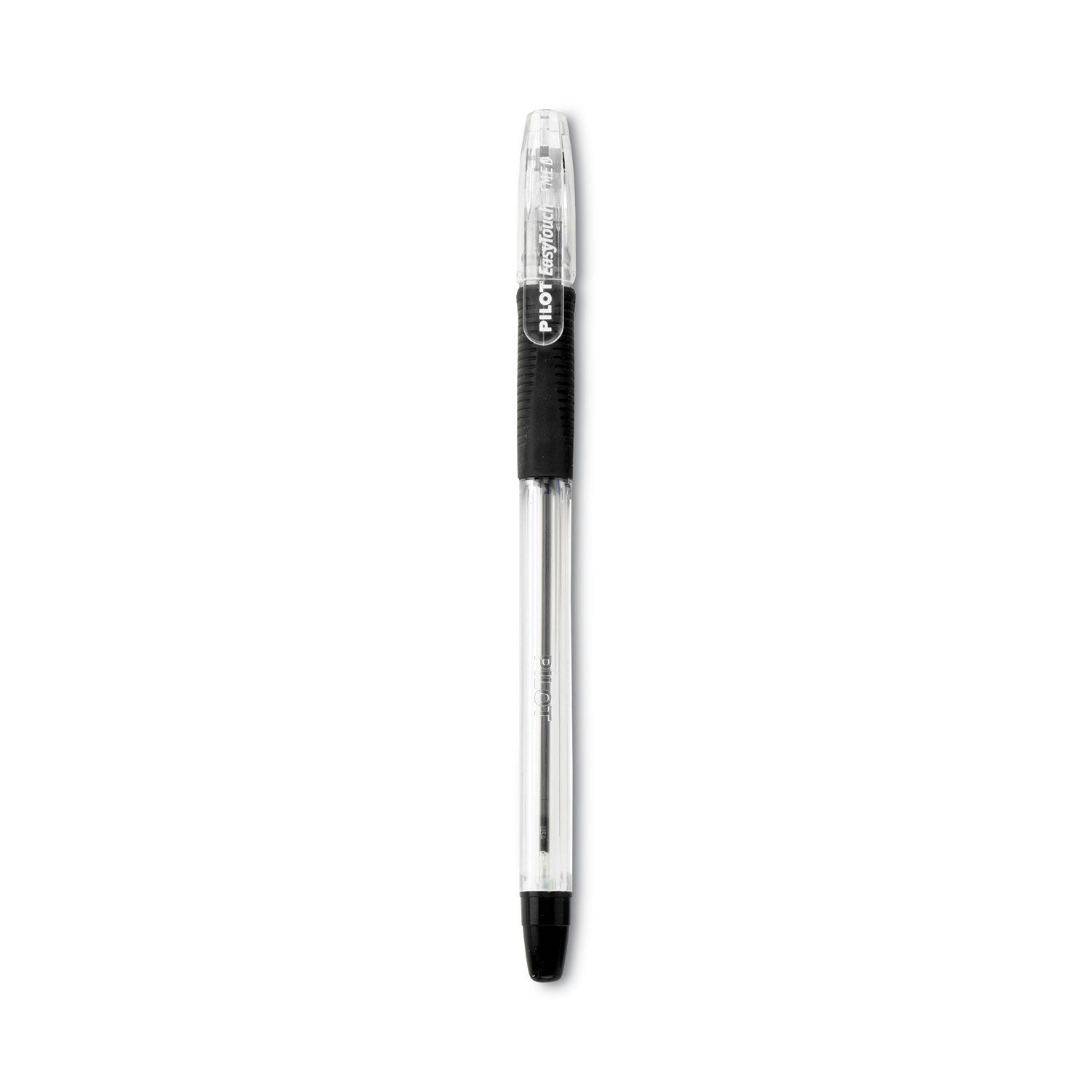 EasyTouch Ballpoint Pen, Stick, Medium 1 mm, Black Ink, Clear/Black Barrel, Dozen - 