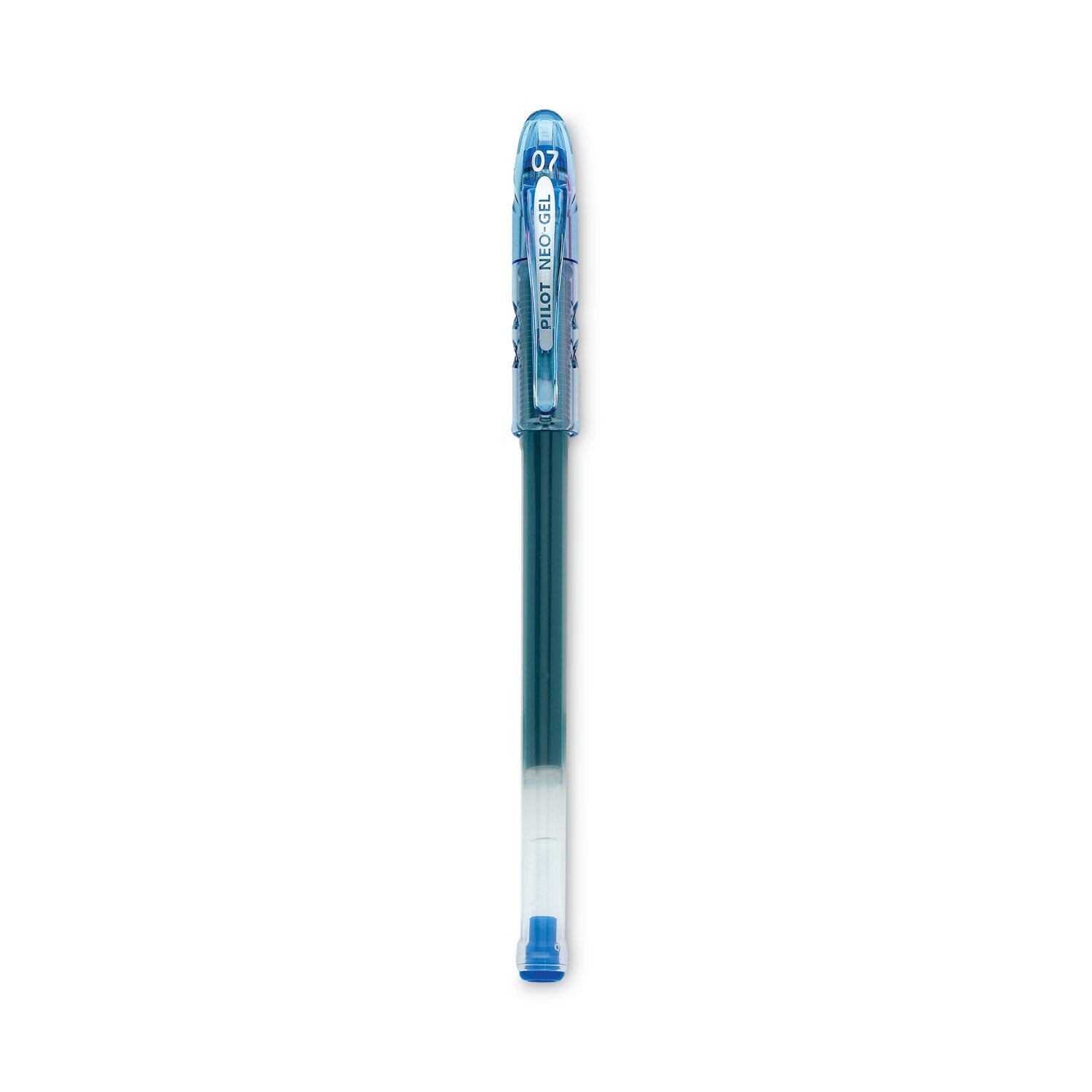 Neo-Gel Gel Pen, Stick, Fine 0.7 mm, Blue Ink, Translucent Blue Barrel, Dozen