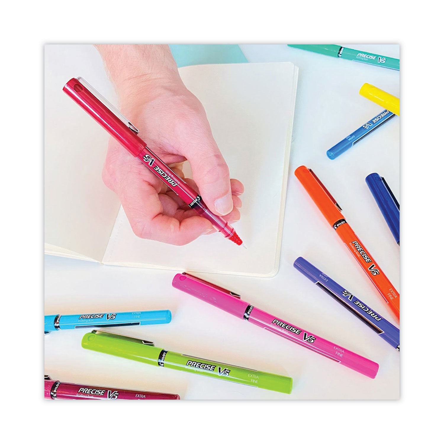 Precise V5 Roller Ball Pen, Stick, Extra-Fine 0.5 mm, Assorted Ink and Barrel Colors, 7/Pack