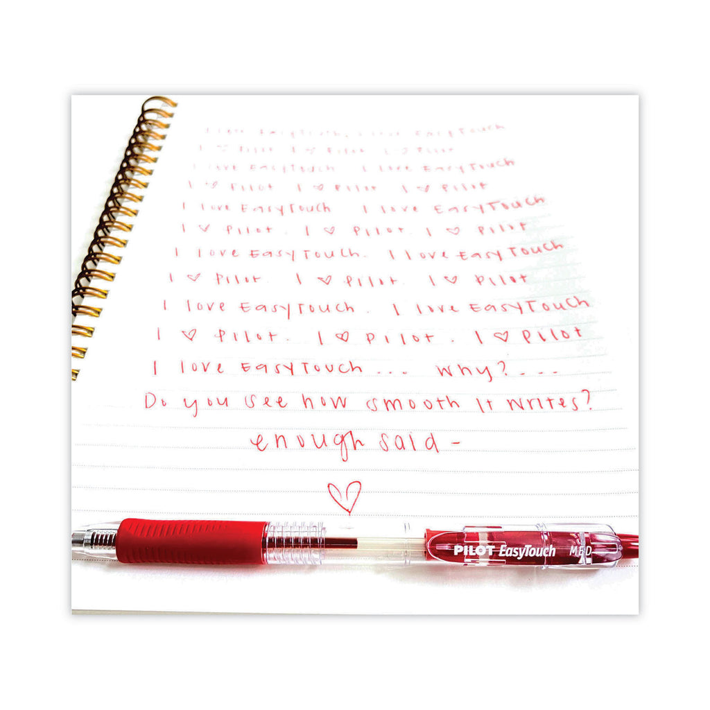EasyTouch Ballpoint Pen, Retractable, Fine 0.7 mm, Red Ink, Clear Barrel, Dozen