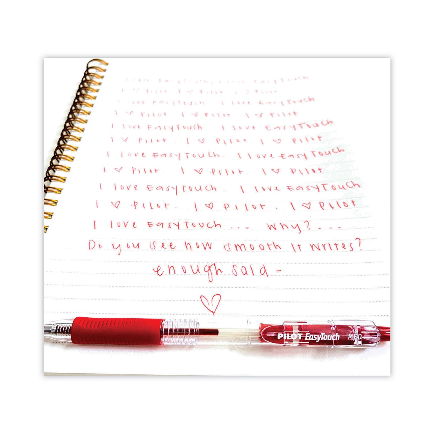 EasyTouch Ballpoint Pen, Retractable, Fine 0.7 mm, Red Ink, Clear Barrel, Dozen