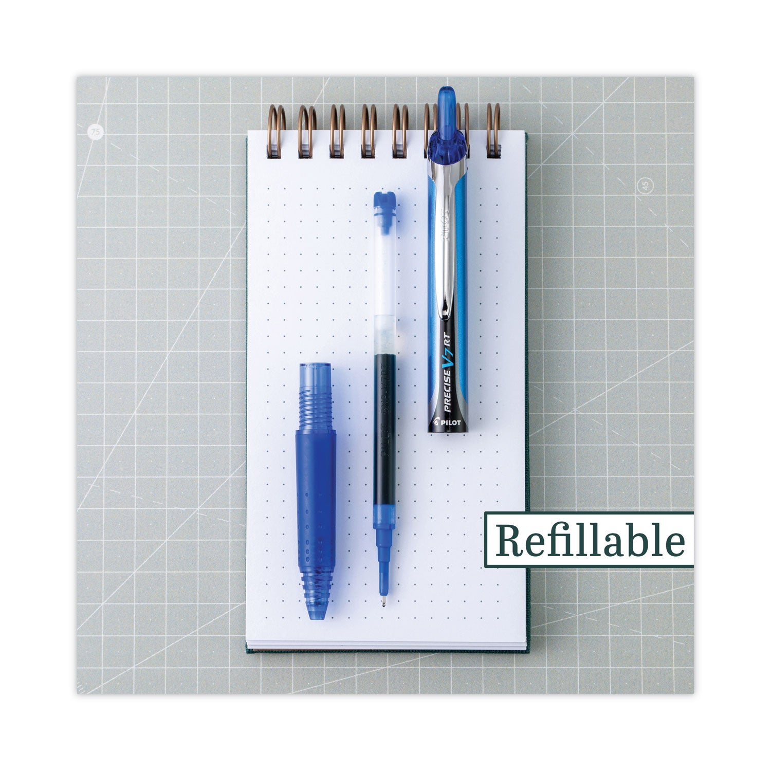 Precise V7RT Roller Ball Pen, Retractable, Fine 0.7 mm, Blue Ink, Blue Barrel