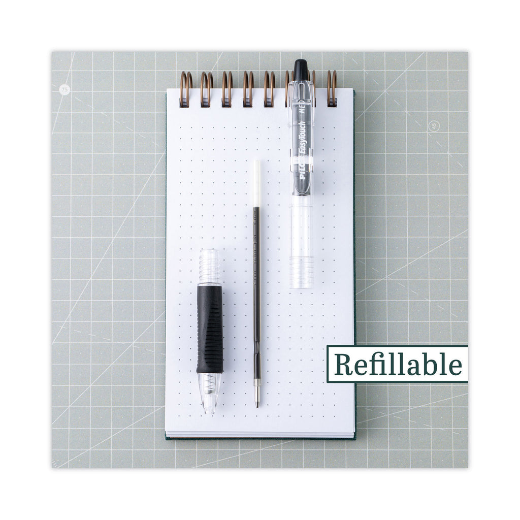 EasyTouch Ballpoint Pen, Retractable, Fine 0.7 mm, Black Ink, Clear Barrel, Dozen