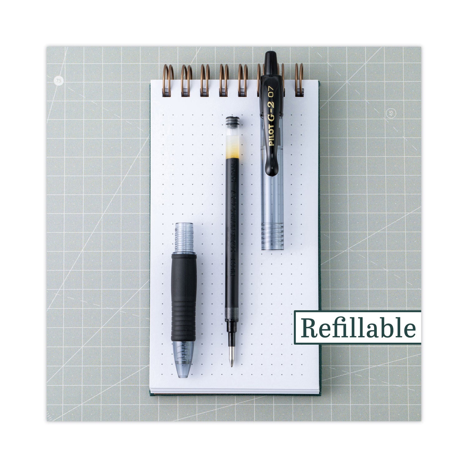 Refill for Pilot B2P, Dr Grip, G2, G6, MR Metropolitan, Precise BeGreen and Q7 Gel Pens, Fine Tip, Black Ink, 2/Pack