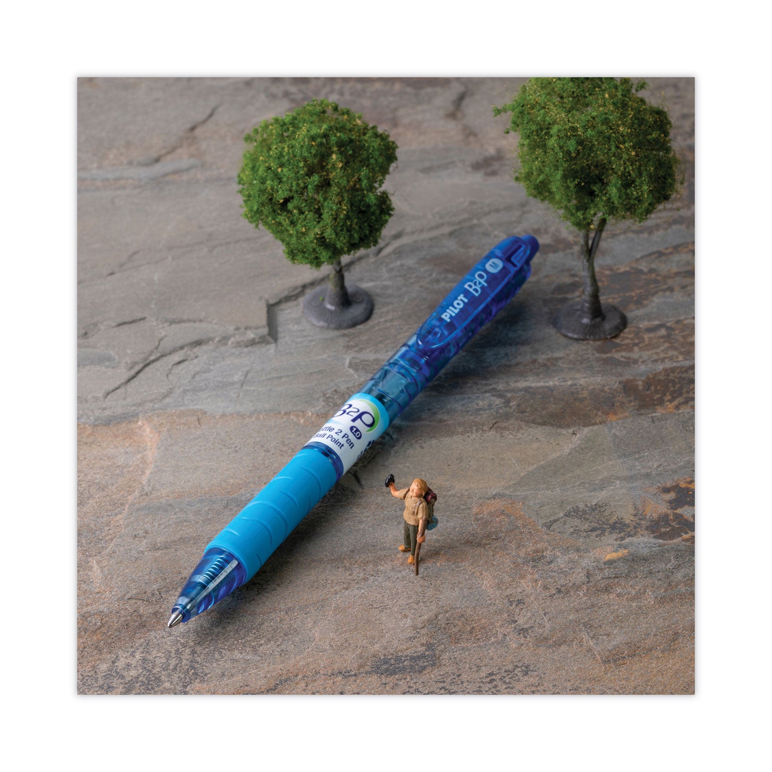 B2P Bottle-2-Pen Recycled Ballpoint Pen, Retractable, Medium 1 mm, Blue Ink, Translucent Blue Barrel, Dozen - 