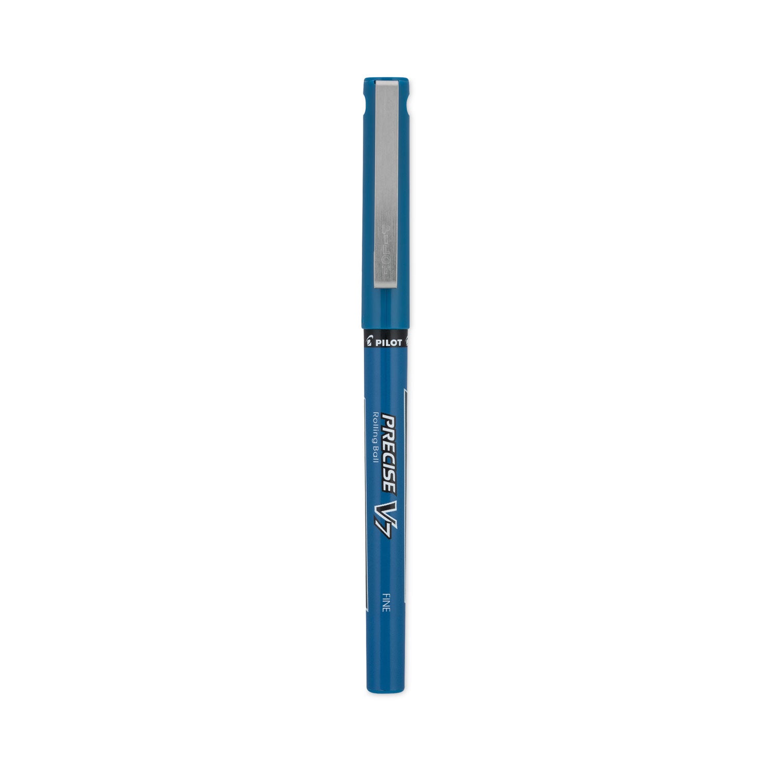 Precise V7 Roller Ball Pen, Stick, Fine 0.7 mm, Blue Ink, Blue/Clear Barrel, Dozen