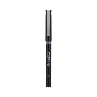 Precise V7 Roller Ball Pen, Stick, Fine 0.7 mm, Black Ink, Black/Clear Barrel, Dozen
