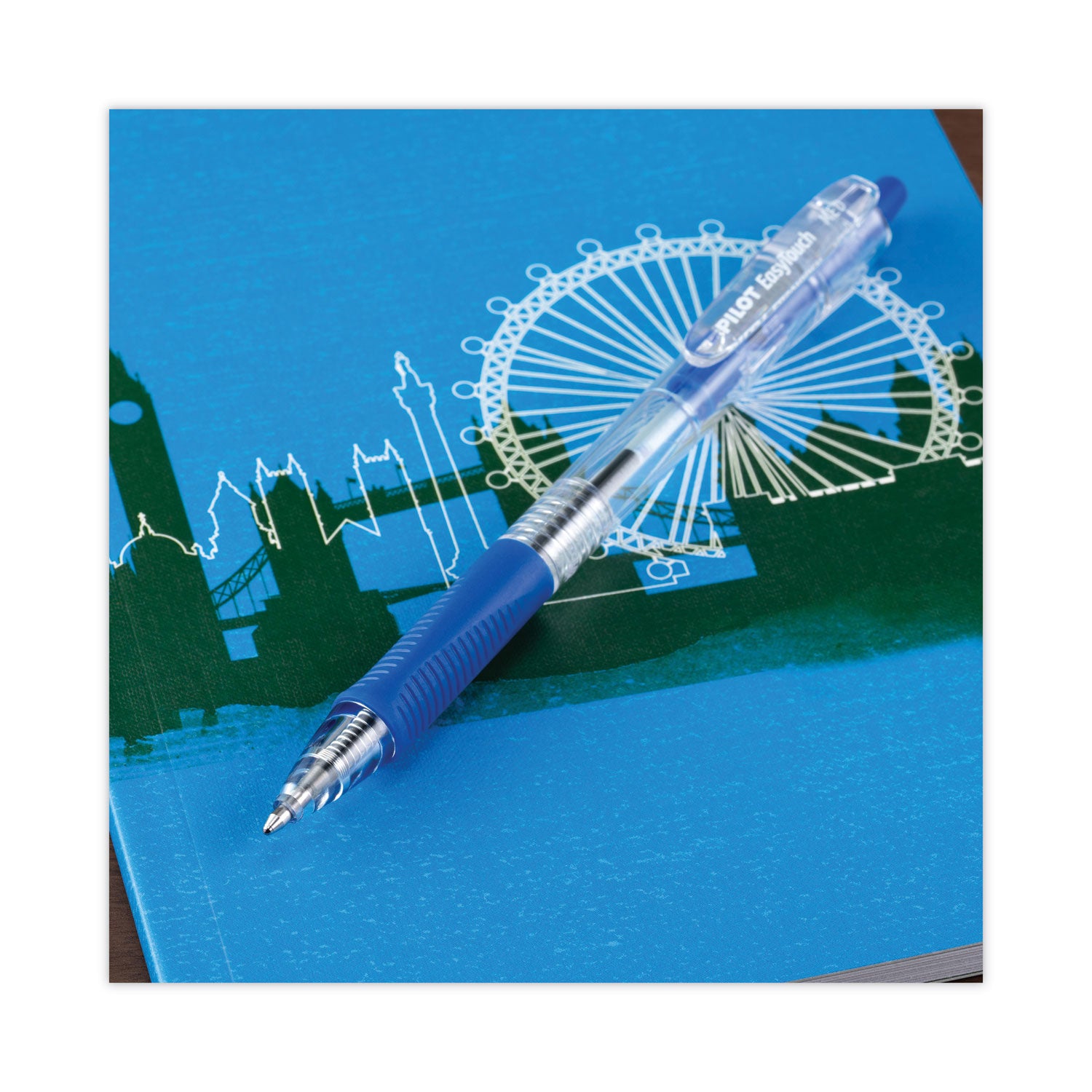 EasyTouch Ballpoint Pen, Retractable, Medium 1 mm, Blue Ink, Clear Barrel, Dozen