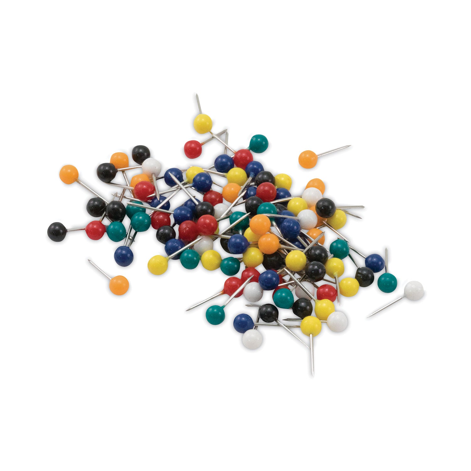 Map Tacks, Plastic, Assorted, 0.38", 100/Box - 