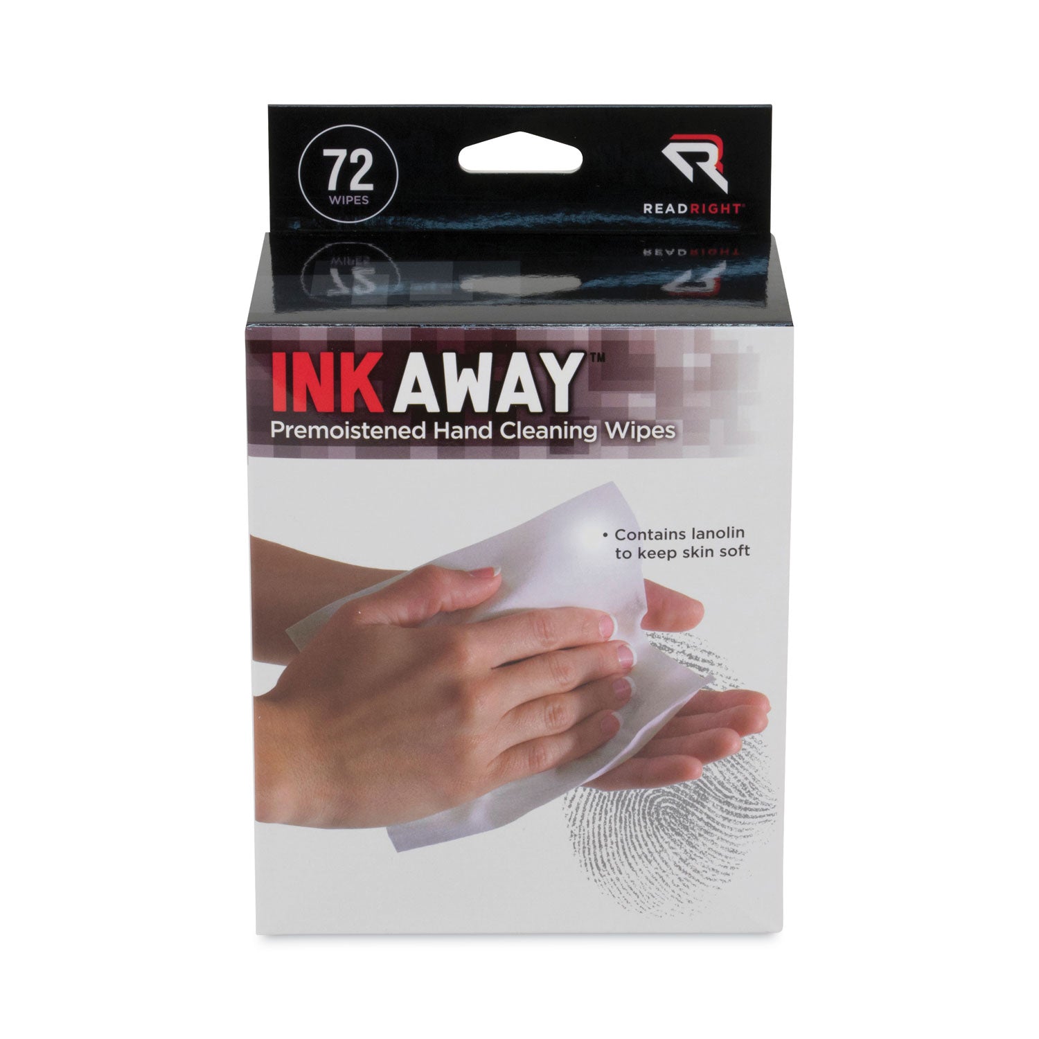 Ink Away Hand Cleaning Pads, Cloth, 5 x 7, White, 72/Pack - 