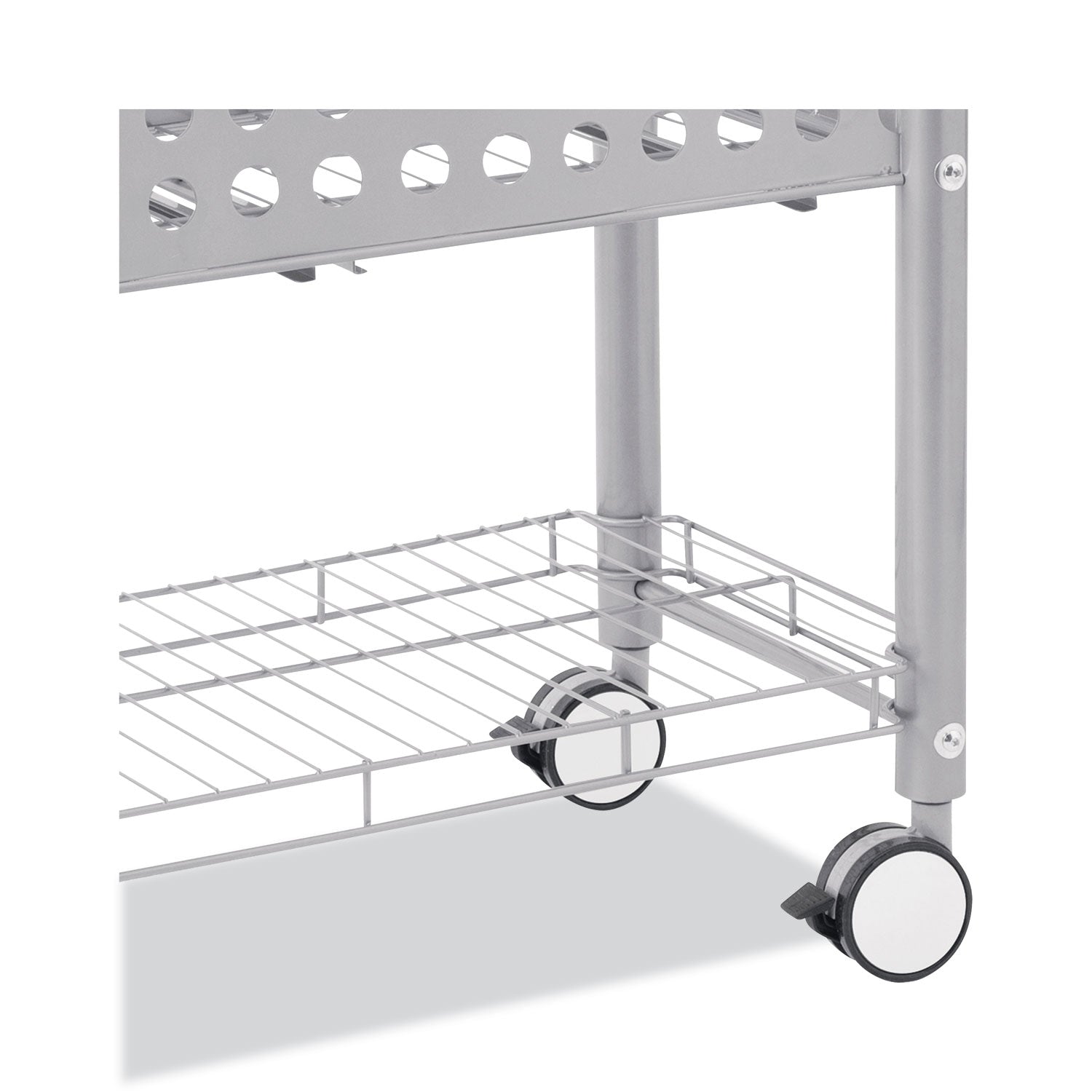 File Cart with Open Top, Metal, 1 Shelf, 2 Bins, 28.25" x 13.75" x 27.38", Matte Gray