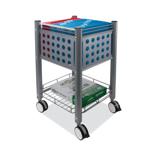 Sidekick File Cart, Metal, 1 Shelf, 1 Bin, 13.75" x 15.5" x 26.25", Matte Gray - 