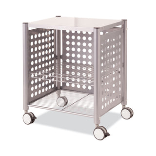 Deskside Machine Stand, Metal, 3 Shelves, 21.5" x 17.88" x 27", Matte Gray - 