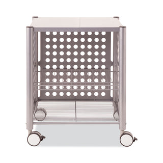 Deskside Machine Stand, Metal, 3 Shelves, 21.5" x 17.88" x 27", Matte Gray - 