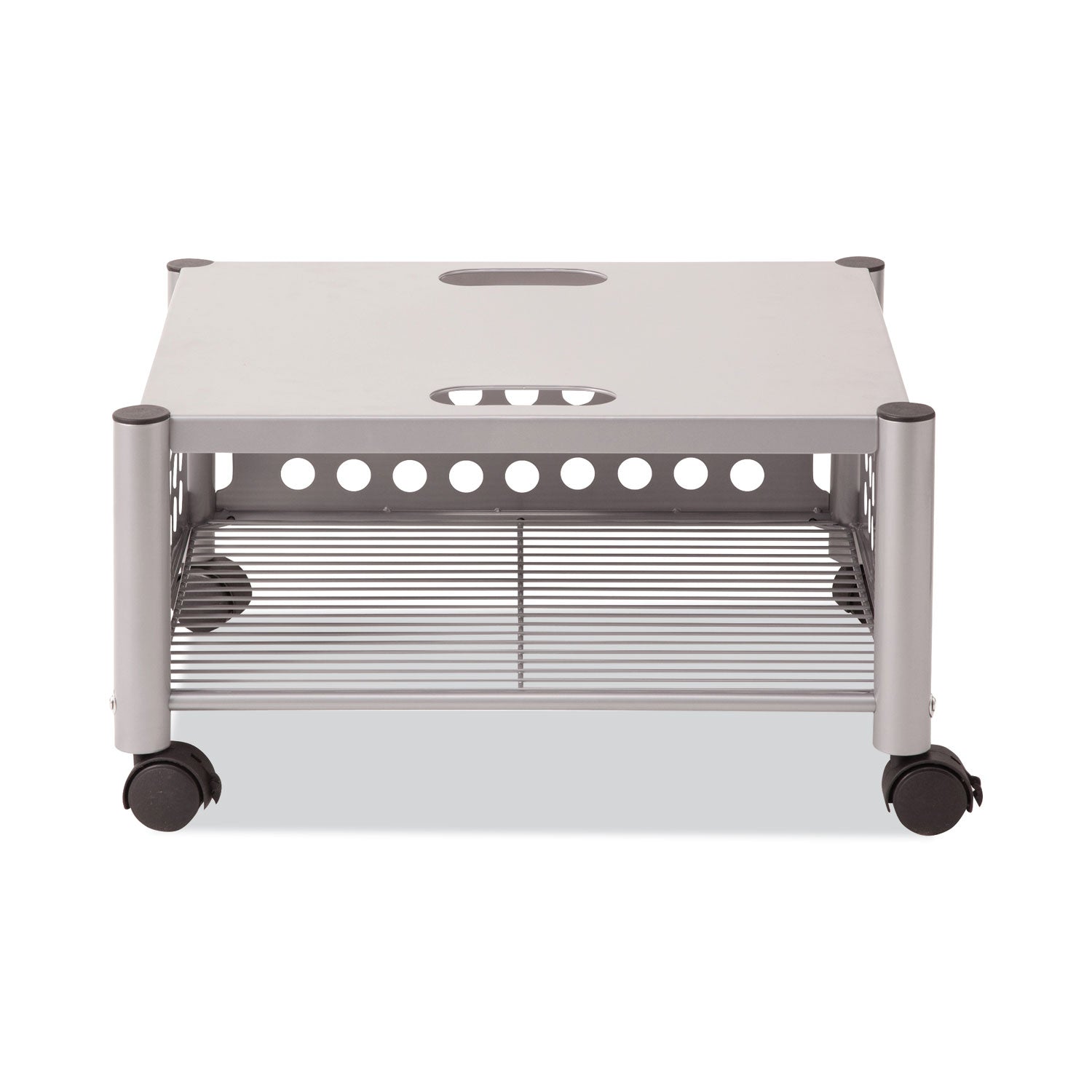 Underdesk Machine Stand, Metal, 2 Shelves, 90 lb Capacity, 21.5" x 17.88" x 11.5", Matte Gray - 
