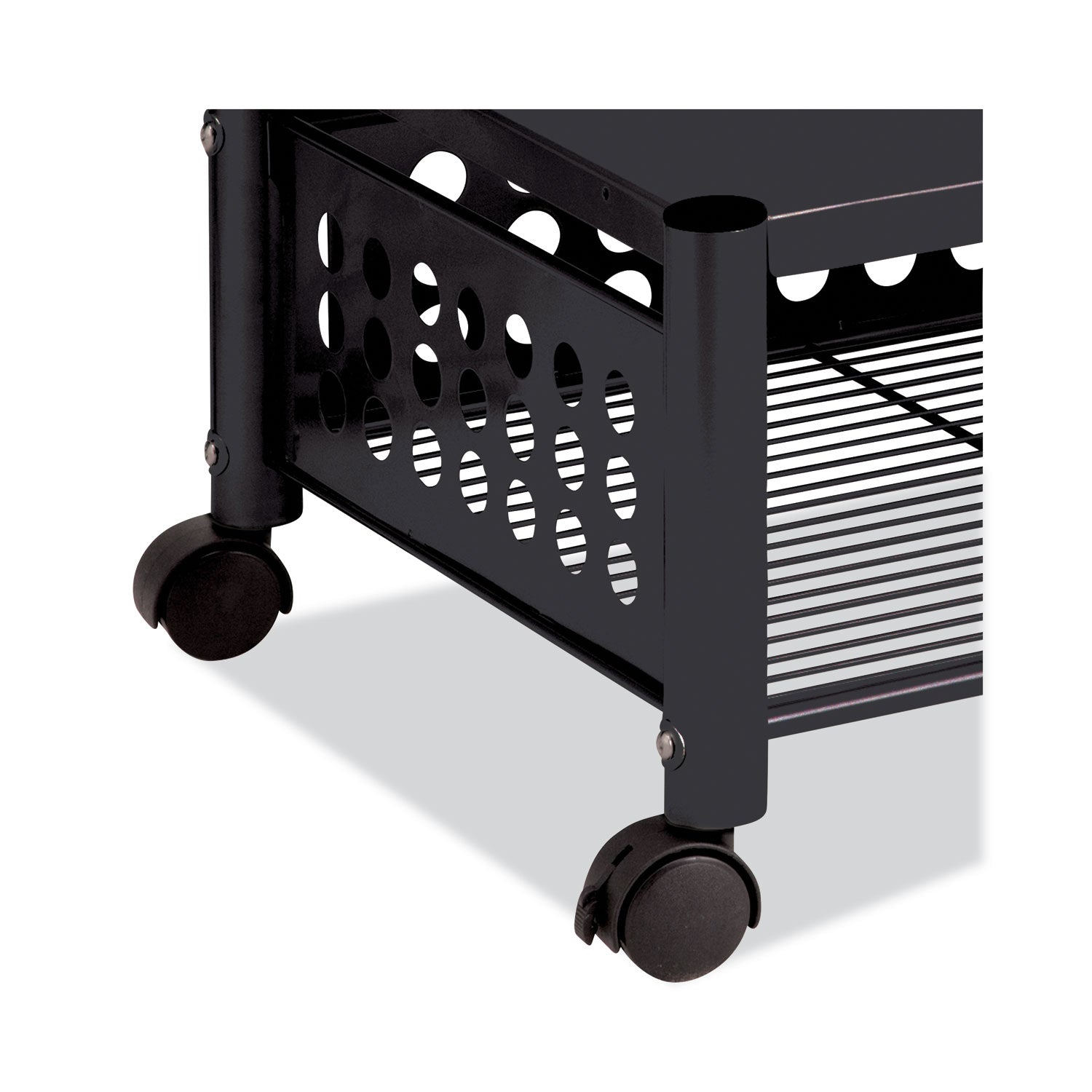 Underdesk Machine Stand, Metal, 2 Shelves, 90 lb Capacity, 21.5" x 17.88" x 11.5", Black - 