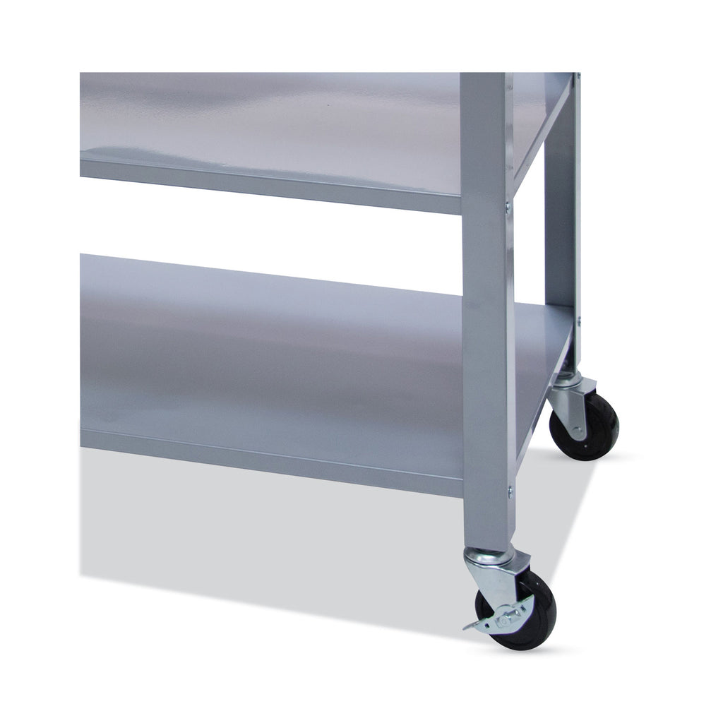 Countertop Serving Cart, Wood, 3 Shelves, 3 Drawers, 35.5" x 19.75" x 34.25", Oak/Gray