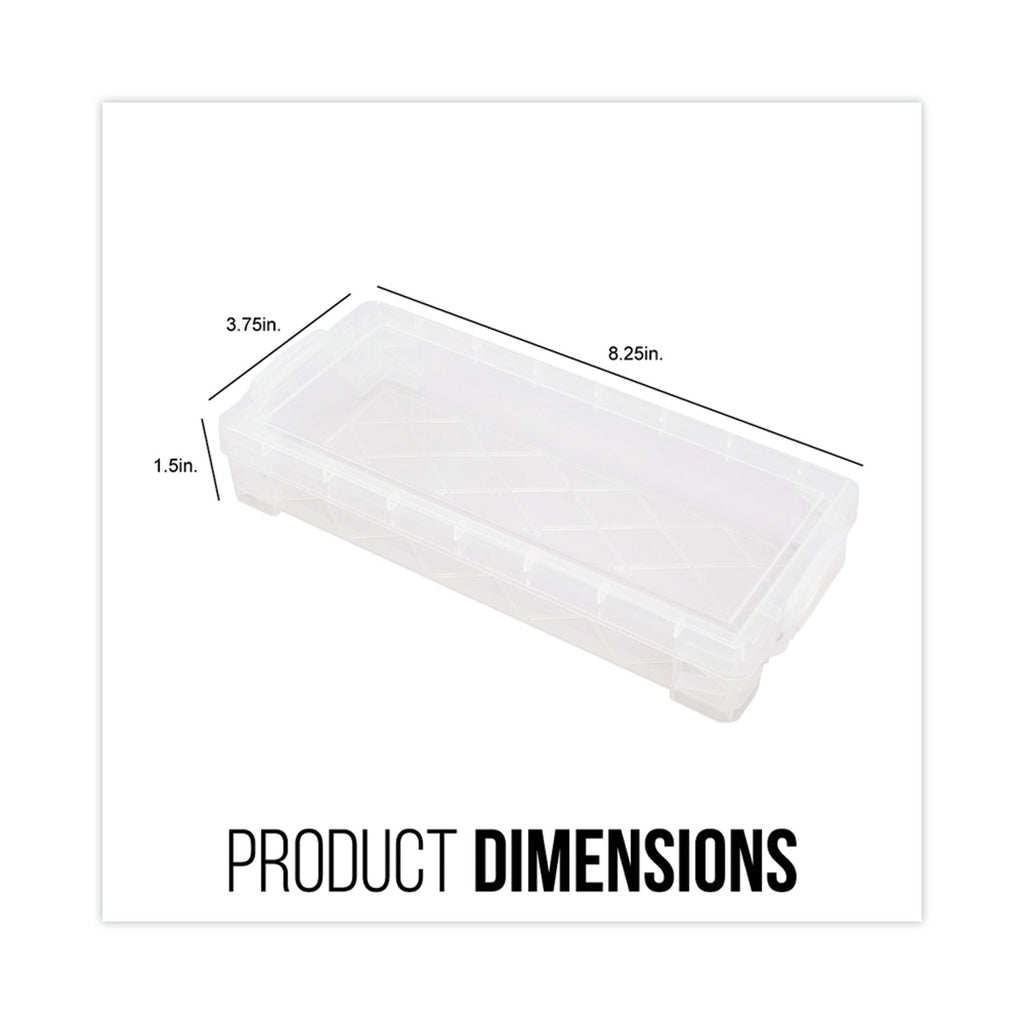 Super Stacker Pencil Box, Plastic, 8.25 x 3.75 x 1.5, Clear