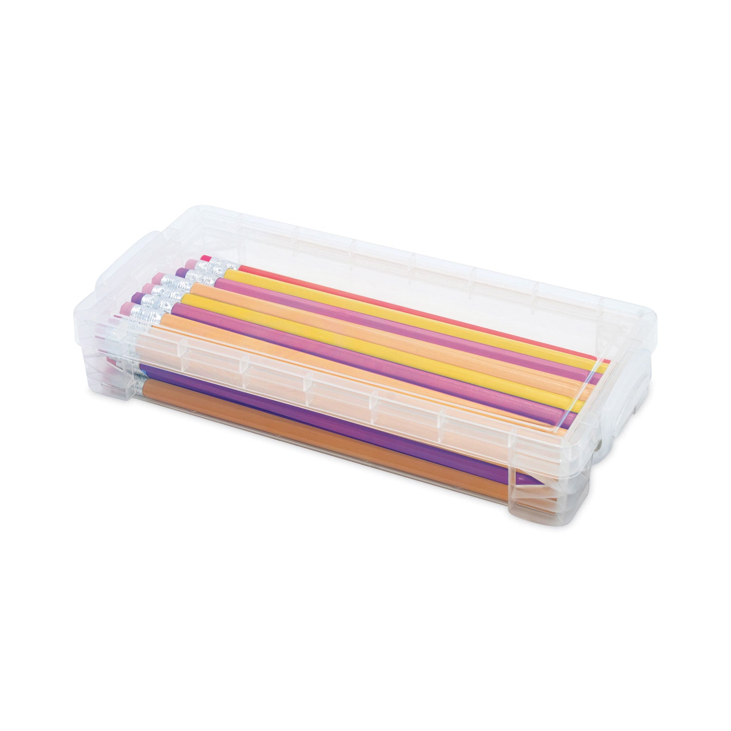 Super Stacker Pencil Box, Plastic, 8.25 x 3.75 x 1.5, Clear - 