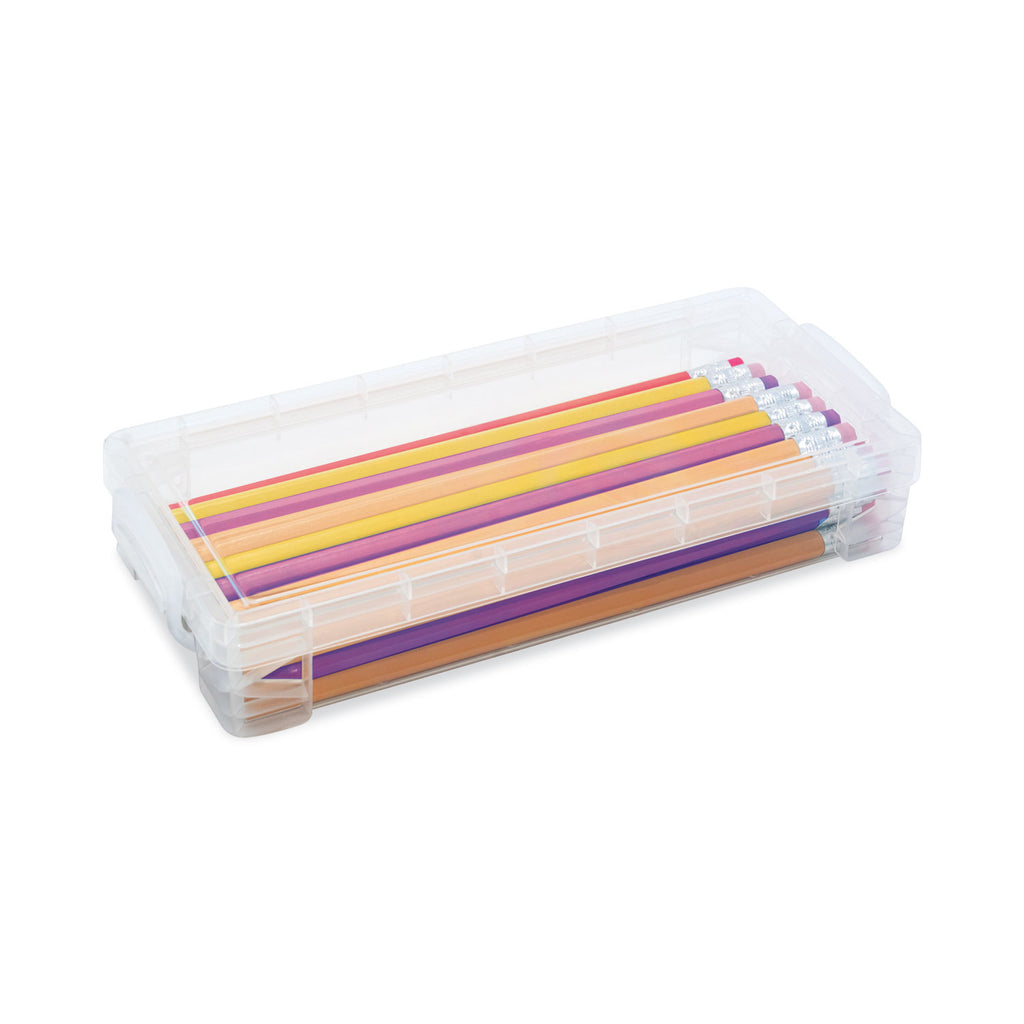Super Stacker Pencil Box, Plastic, 8.25 x 3.75 x 1.5, Clear