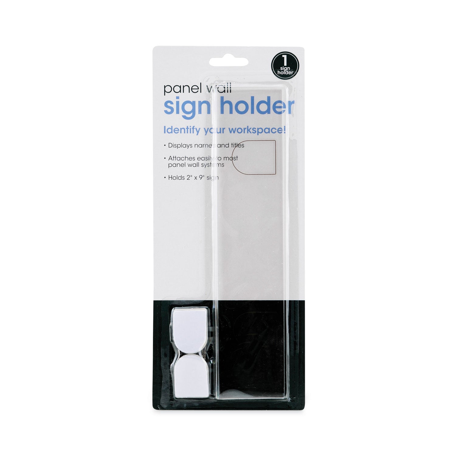Panel Wall Sign Name Holder, Acrylic, 9 x 2, Clear