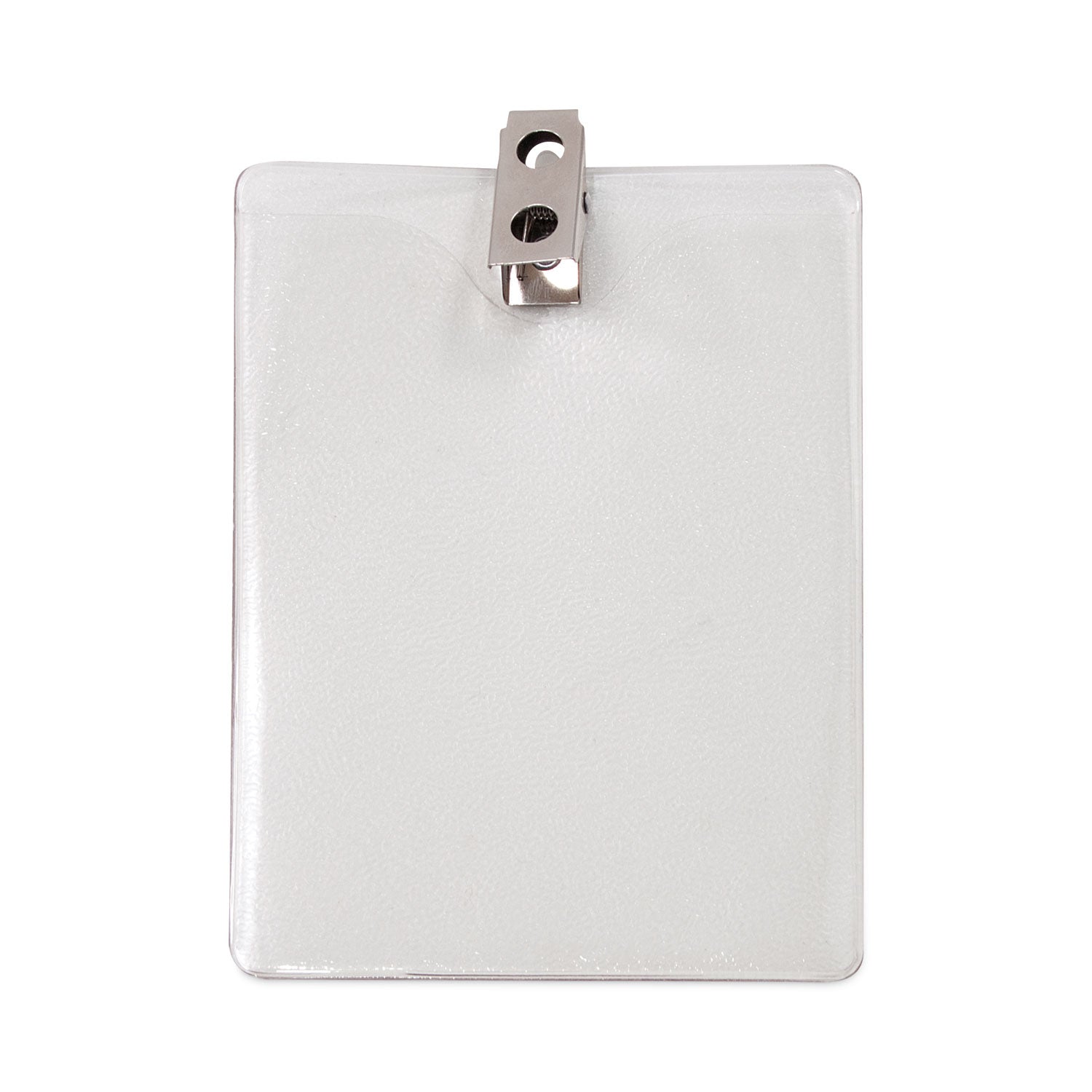 ID Badge Holders with Clip, Vertical, Clear 3.38" x 4.25" Holder, 3.13" x 3.75" Insert, 50/Pack - 