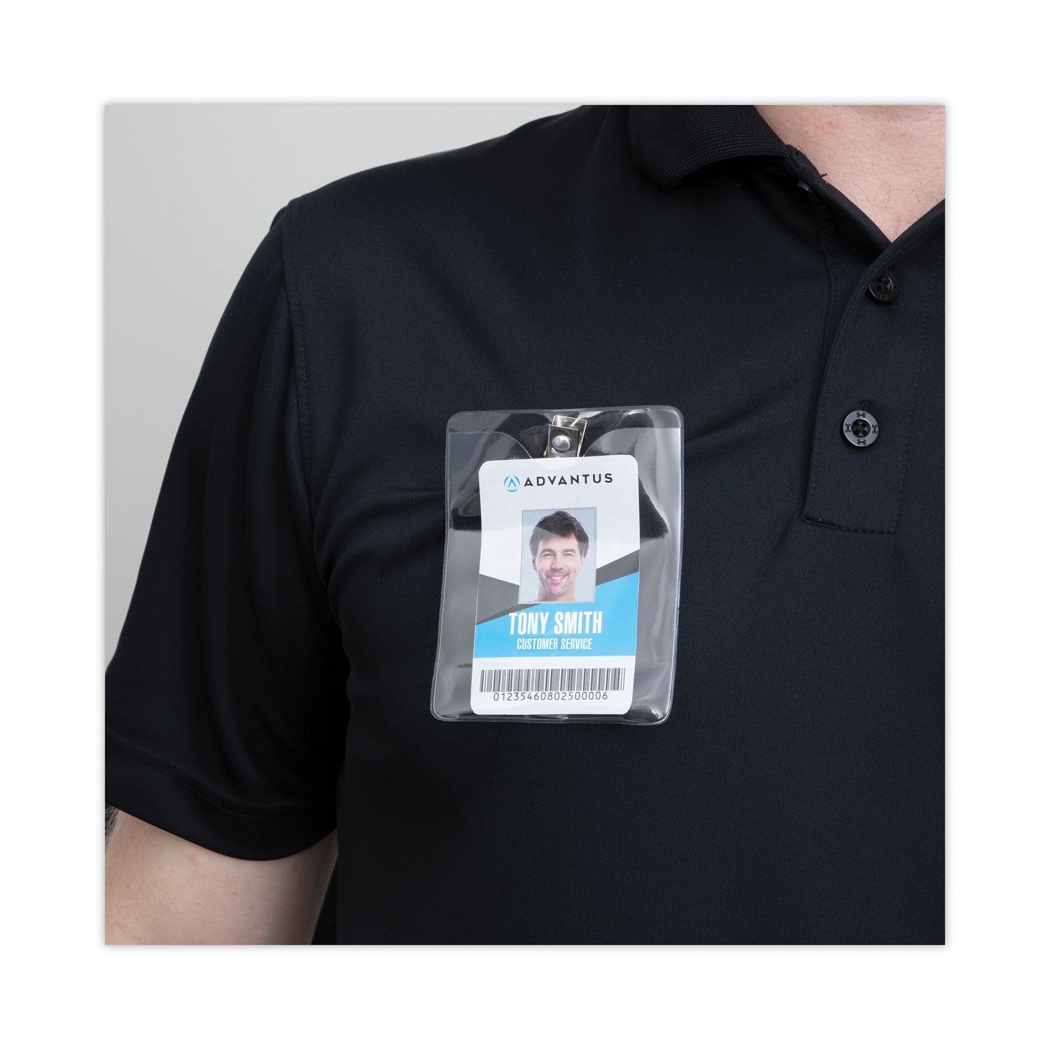 ID Badge Holders with Clip, Vertical, Clear 3.38" x 4.25" Holder, 3.13" x 3.75" Insert, 50/Pack - 