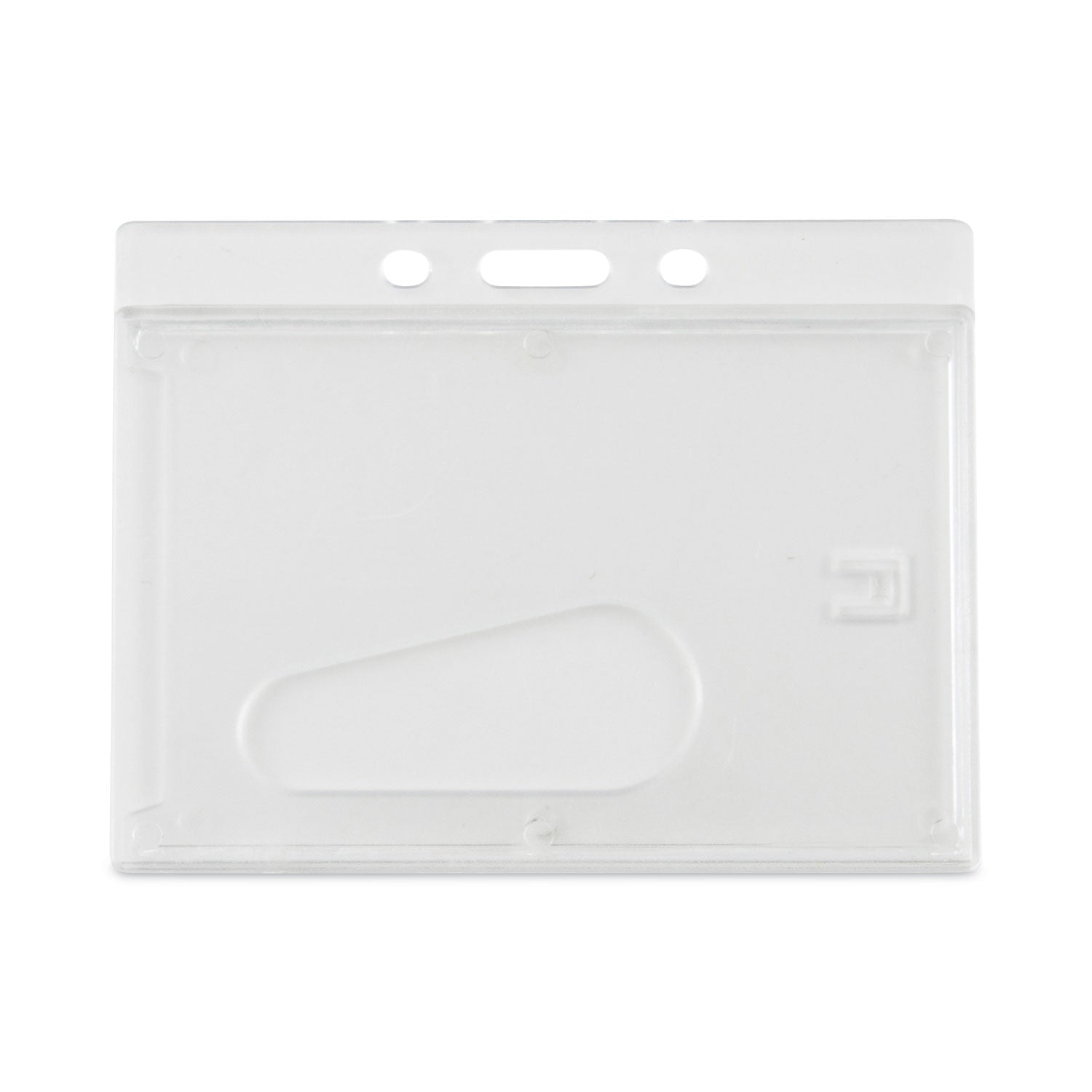 Frosted One-Card Rigid Badge Holders, Horizontal, Frosted 3.68" x 2.75" Holder, 3.38" x 2.13" Insert, 25/Box - 