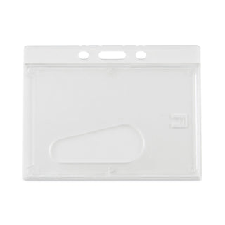 Frosted One-Card Rigid Badge Holders, Horizontal, Frosted 3.68" x 2.75" Holder, 3.38" x 2.13" Insert, 25/Box