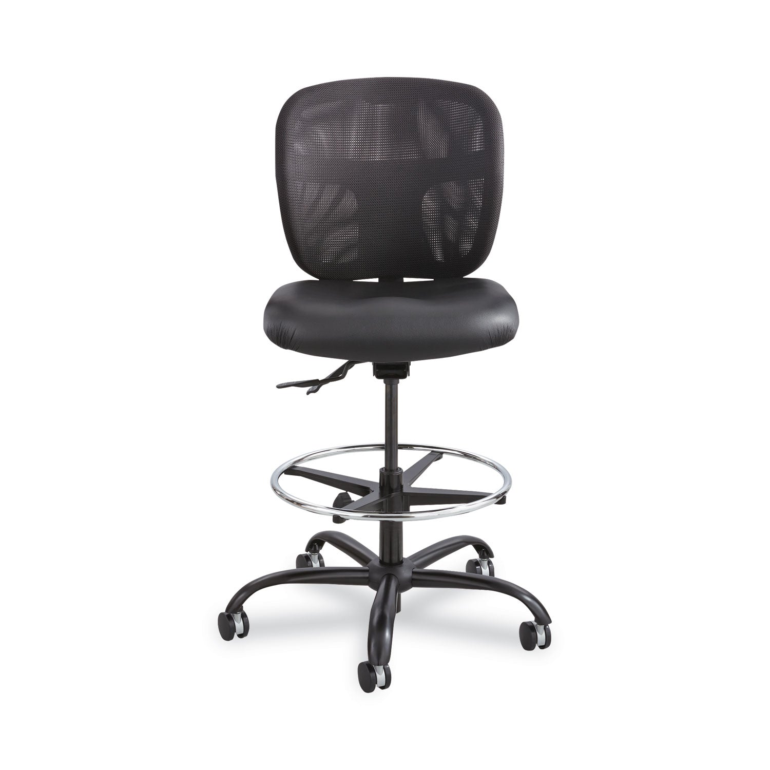Vue Heavy-Duty Extended-Height Stool, Supports Up to 350 lb, 23" to 32.5" Seat Height, Black Vinyl Seat, Black Base