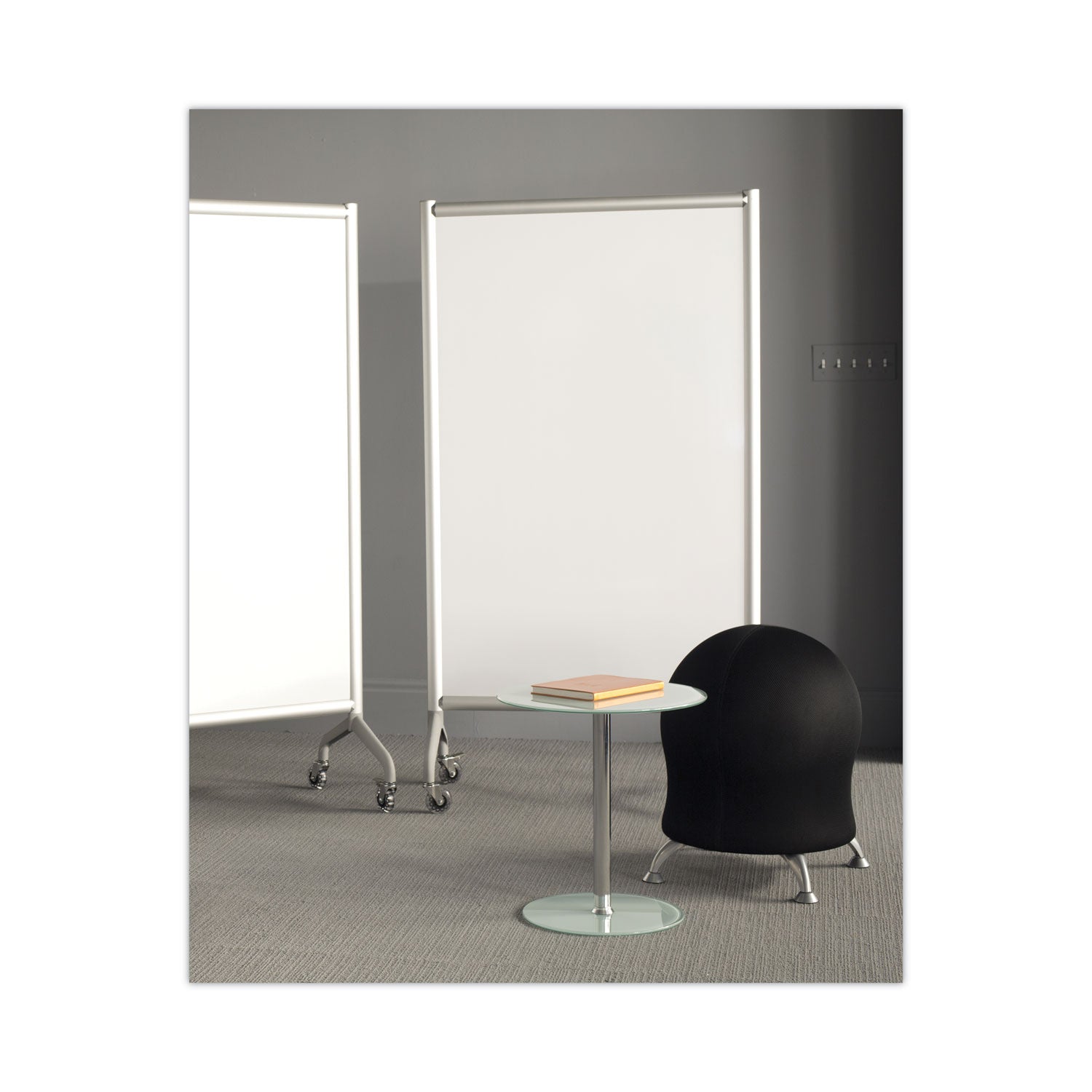 Rumba Full Panel Whiteboard Collaboration Screen, 36w x 16d x 54h, White/Gray - 