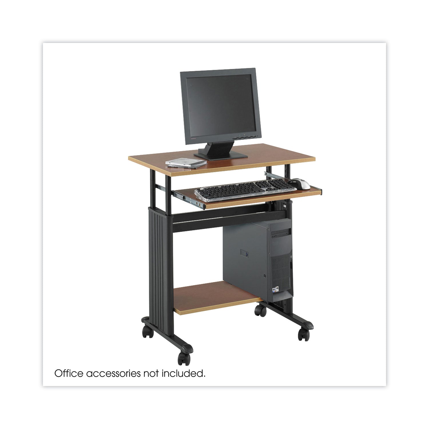 Muv 28" Adjustable-Height Desk, 29.5" x 22" x 29" to 34", Cherry/Black