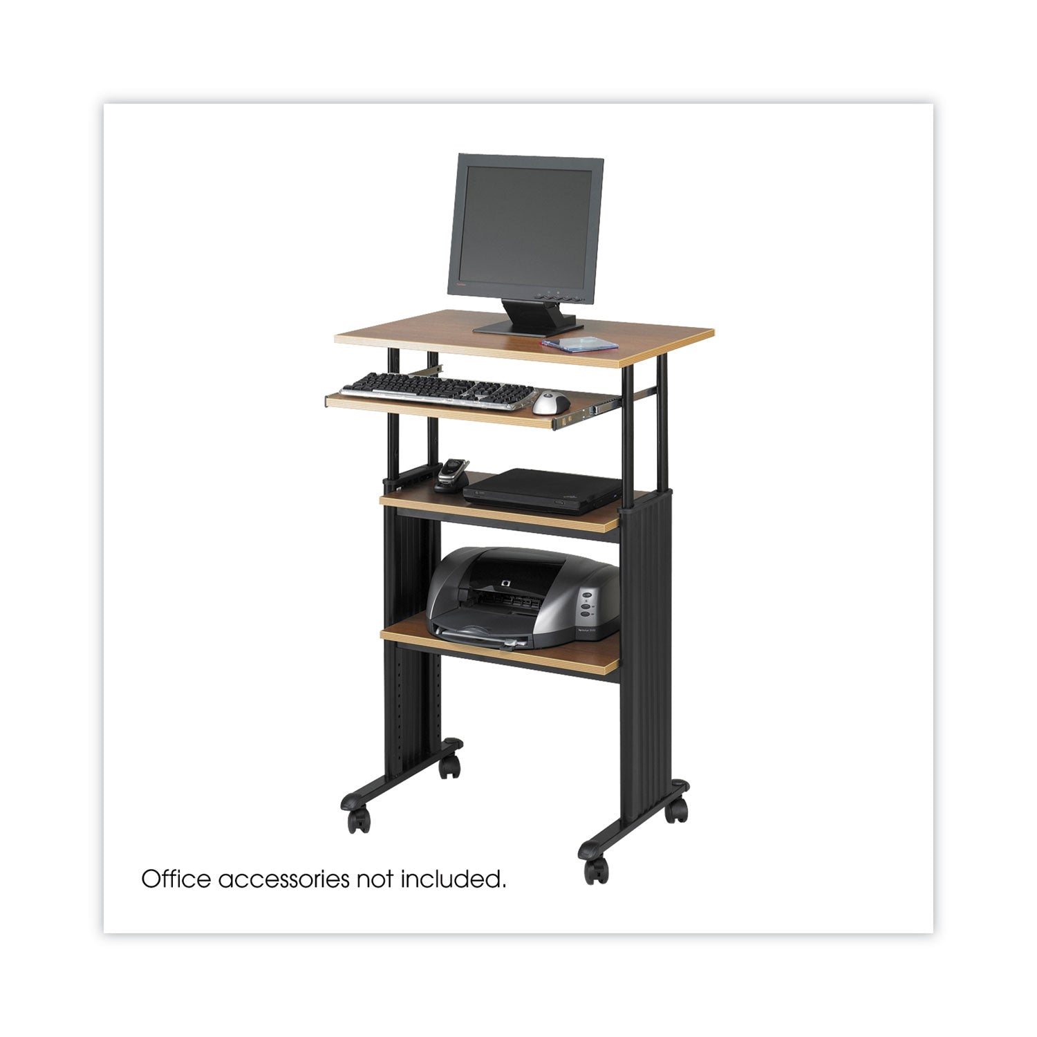Safco Muv Stand-up Adjustable Height Desk - For - Table TopRectangle Top - Adjustable Height - 35" to 49" , 1" , 1" , 14" , 14" Adjustment - Assembly Required - Medium Oak - Steel, Polyvinyl Chloride (PVC) - 1 Each - 4