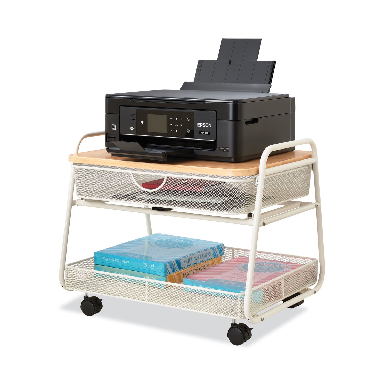 onyx-under-desk-machine-stand-metal-1-shelf-1-drawer-1-bin-100-lb-capacity-21-x-16-x-175-white_saf5208wh - 5