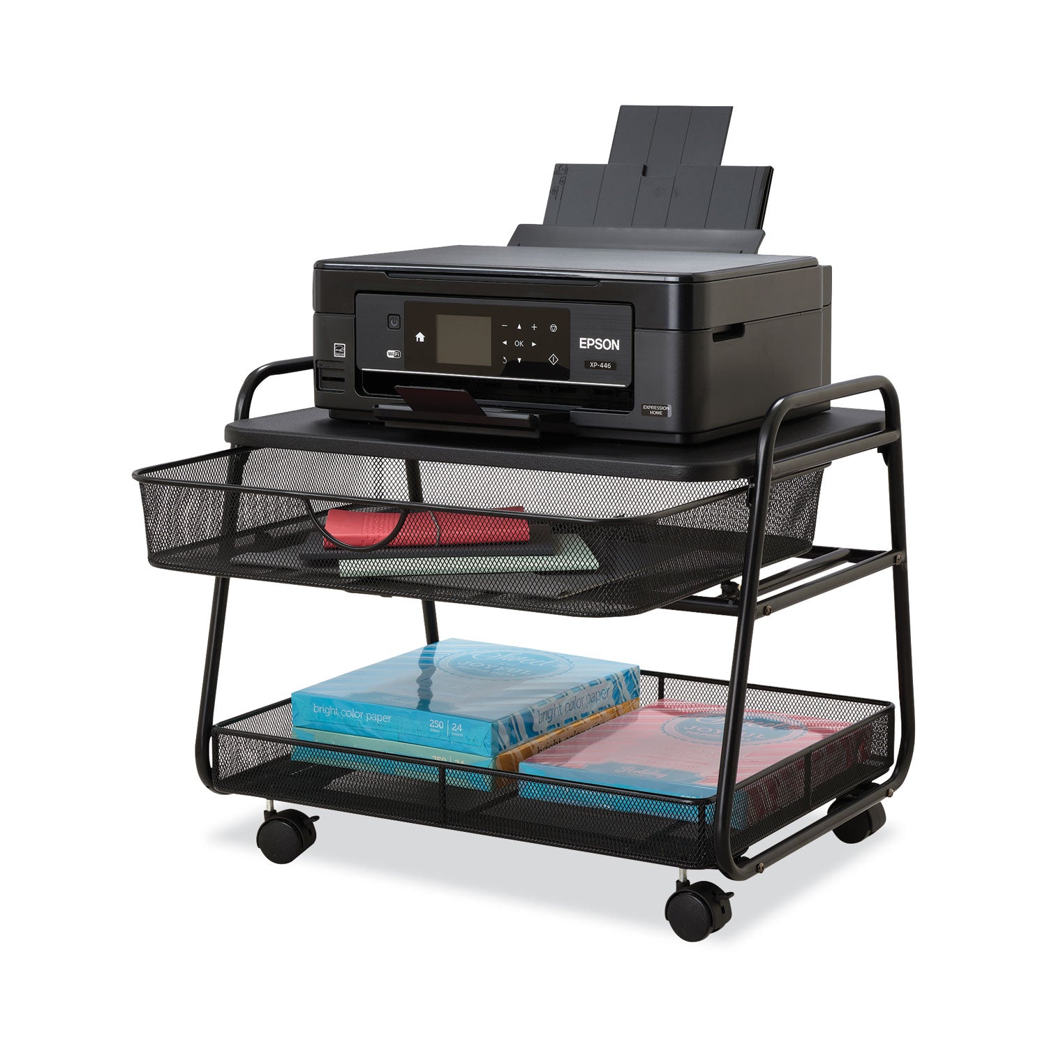 onyx-under-desk-machine-stand-metal-1-shelf-1-drawer-1-bin-100-lb-capacity-21-x-16-x-175-black_saf5208bl - 3