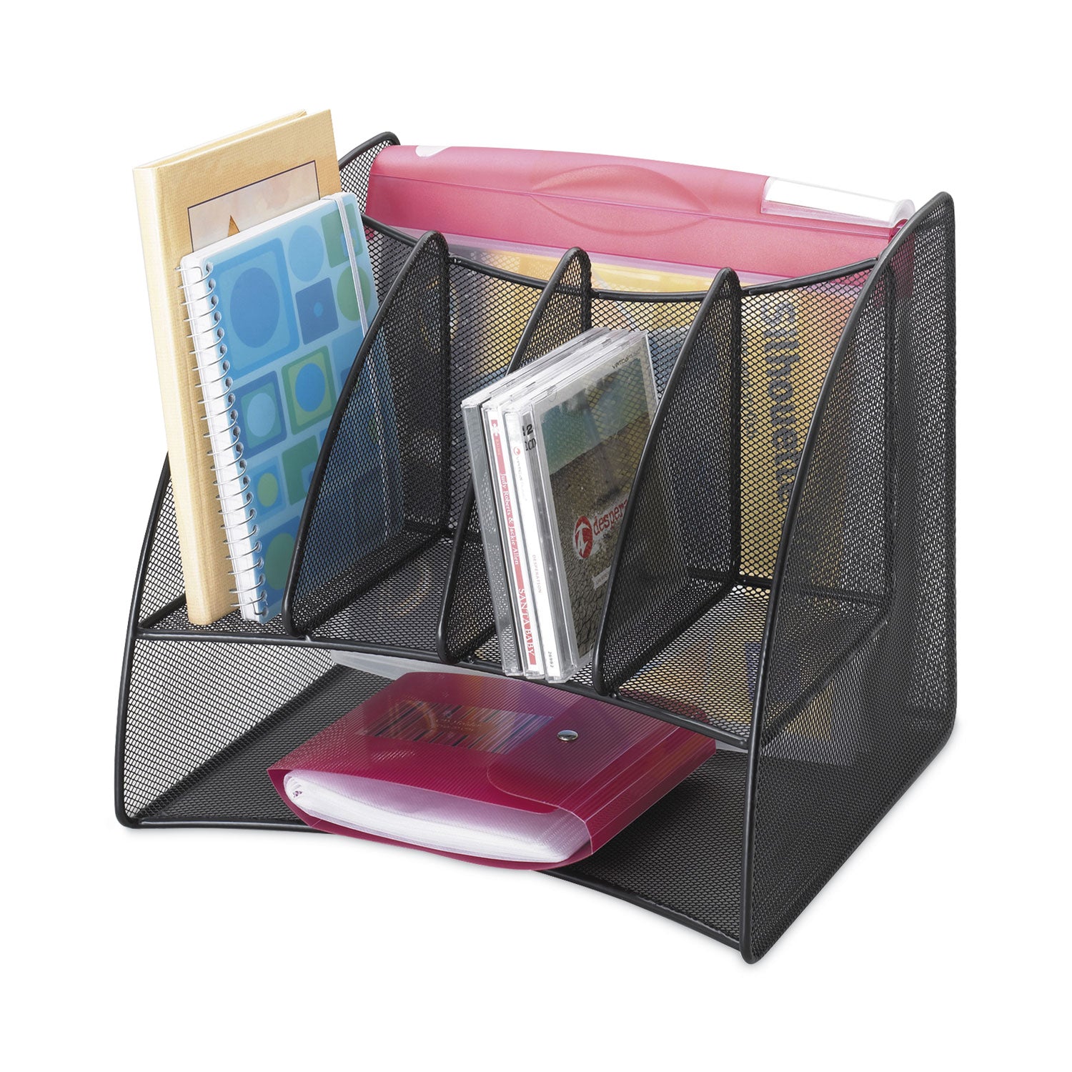 Onyx Mesh Corner Organizer, Six Sections, 15 x 11 x 13, Black - 