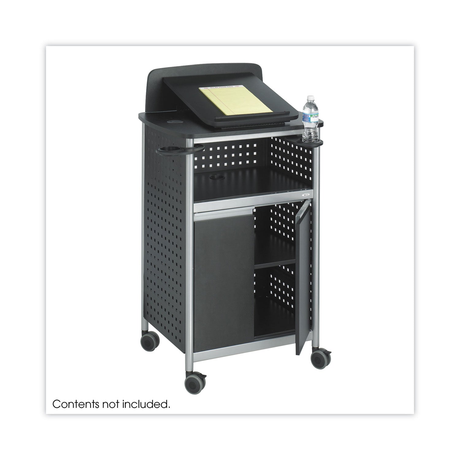 Scoot Multipurpose Mobile Lectern, 28.75 x 22 x 49.75, Black/Silver