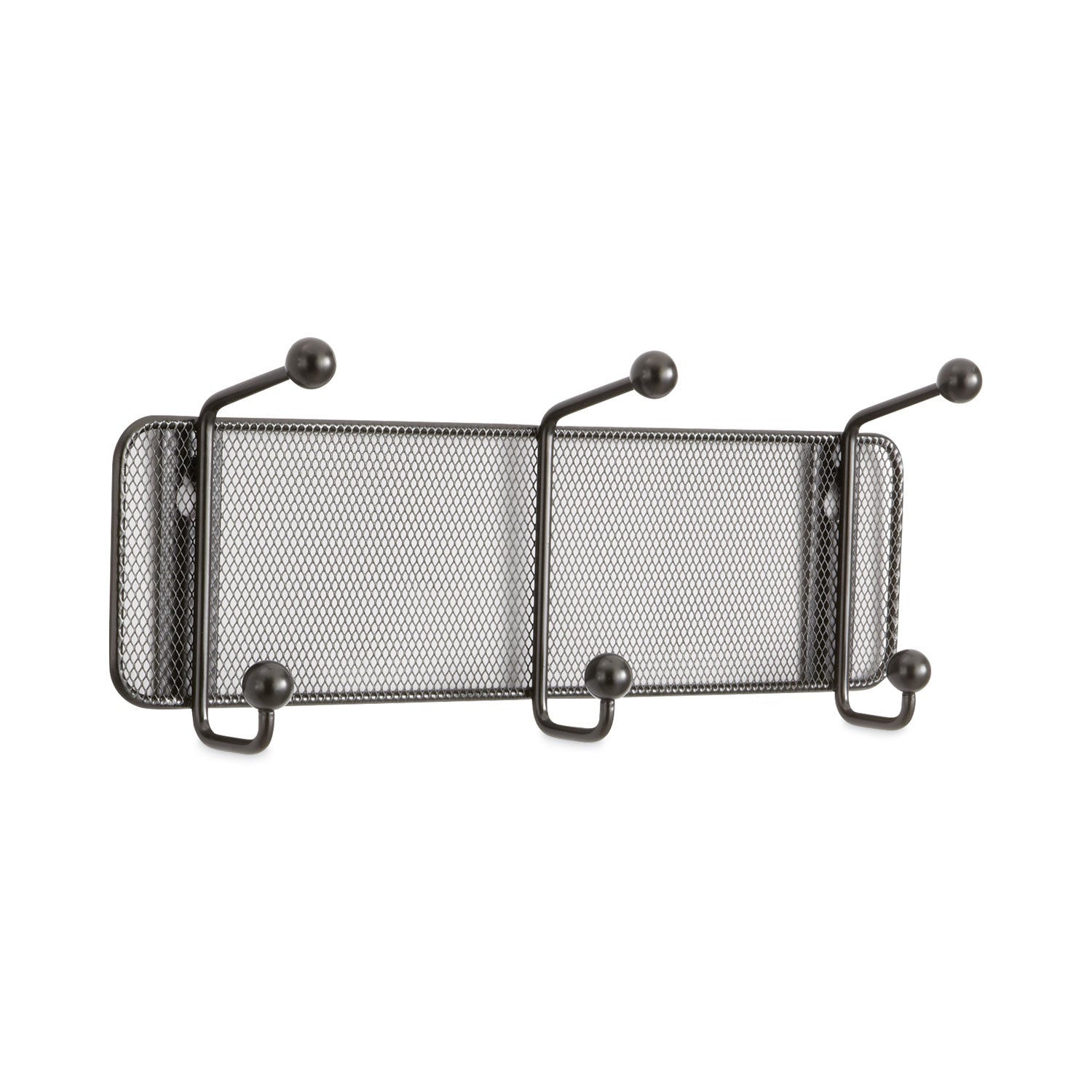 Onyx Mesh Wall Racks, 3 Hook, 14.75w x 3d x 5.5h, Black - 