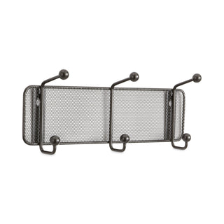 Onyx Mesh Wall Racks, 3 Hook, 14.75w x 3d x 5.5h, Black - 