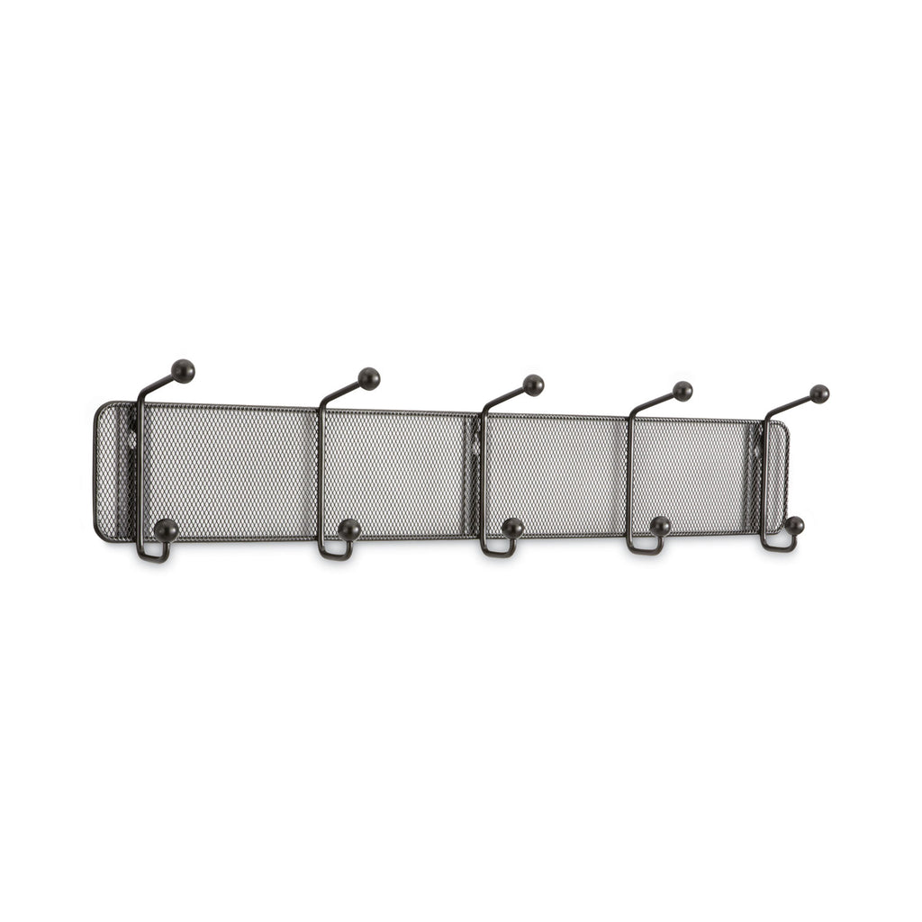 Onyx Mesh Wall Racks, 5 Hook, 26.75w x 3d x 5.5h, Black - 