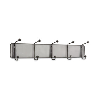 Onyx Mesh Wall Racks, 5 Hook, 26.75w x 3d x 5.5h, Black - 