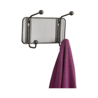 Onyx Mesh Wall Racks, 2-Hook, 8.5w x 3d x 5.5h, Black - 