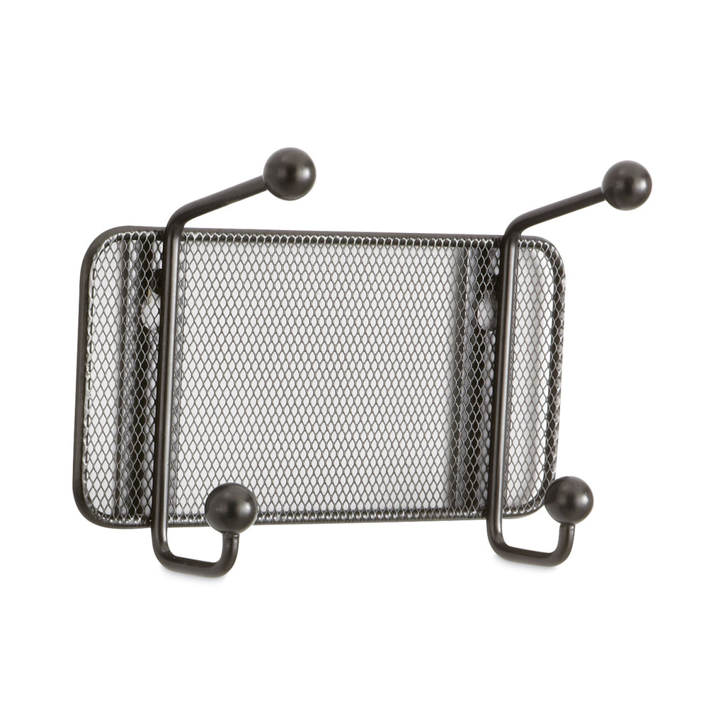 Onyx Mesh Wall Racks, 2-Hook, 8.5w x 3d x 5.5h, Black - 
