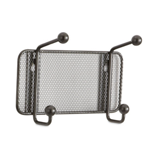 Onyx Mesh Wall Racks, 2-Hook, 8.5w x 3d x 5.5h, Black - 