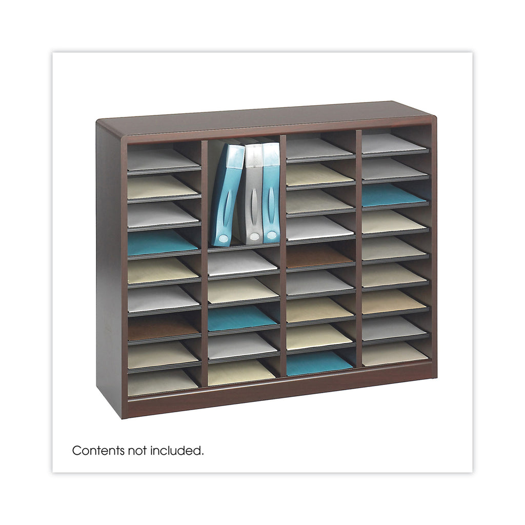 Wood/Fiberboard E-Z Stor Sorter, 36 Compartments, 40 x 11.75 x 32.5, Mahogany