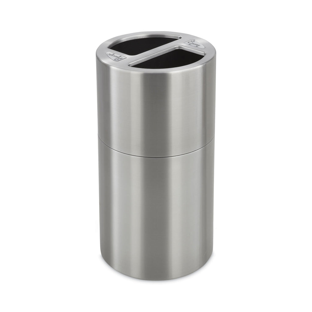 Safco Dual Recycling Receptacle - 30 gal Capacity - 32.5" Height x 17.5" Diameter - Aluminum - Stainless Steel - 1 Each