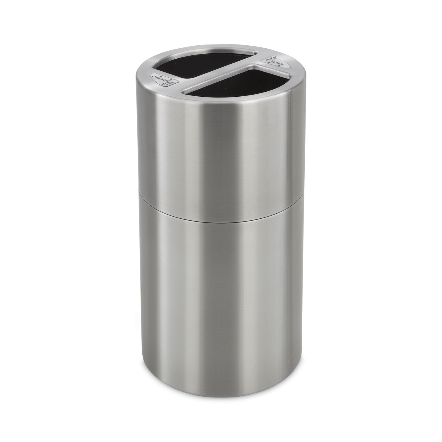Safco Dual Recycling Receptacle - 30 gal Capacity - 32.5" Height x 17.5" Diameter - Aluminum - Stainless Steel - 1 Each